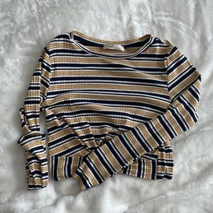 Cropped, Striped Ribbed Long Sleeve shirt